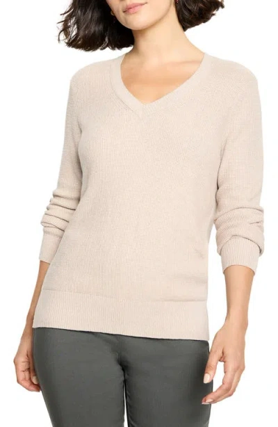 Nic + Zoe Nic+zoe Waffle Stitch V-neck Sweater In Neutral