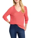 Nic + Zoe Nic+zoe Waffle Stitch V Neck Sweater In Red