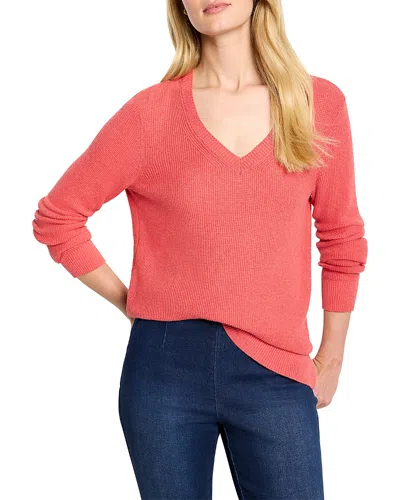 Nic + Zoe Nic+zoe Waffle Stitch V Neck Sweater In Red