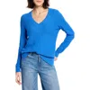 Nic + Zoe Nic+zoe Waffle Stitch V-neck Sweater In Sapphire