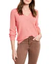Nic + Zoe Nic+zoe Waffle Stitch V-neck Sweater In Cosmopolitan
