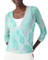 Nic + Zoe Watercolor Waves 4 Way Cardigan In Aqua Multi In Aqua Multi