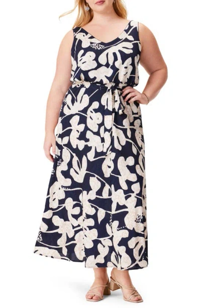 Nic + Zoe Water Lilies Bianca Maxi Dress In Indigo Multi