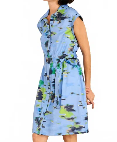 Nic + Zoe Water Lilies Camille Mini Dress In Blue Multi