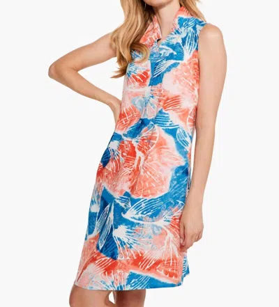 Nic + Zoe Watercolor Blooms Dress In Orange Multi