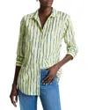 Nic + Zoe Nic+zoe Watercolor Stripe Cotton Button-up Tunic In Green Multi