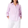 Nic + Zoe Watercolor Stripe Cotton Button-up Shirt In Purple Multi