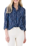 Nic + Zoe Nic+zoe Watercolor Stripe Girlfriend Cotton Button-up Shirt