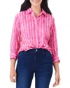 Nic + Zoe Nic+zoe Watercolor Stripe Girlfriend Cotton Button-up Shirt