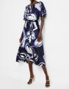 Nic + Zoe Watercolor Vines Brooke Dress In Indigo Multi In Blue
