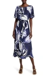 Nic + Zoe Watercolor Vines Brooke Dress In Indigo Multi In Indigo Multi