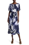 Nic + Zoe Watercolor Vines Brooke Dress In Indigo Multi In Indigo Multi