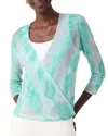 Nic + Zoe Watercolor Waves 4 Way Cardigan In Aqua Multi In Multi