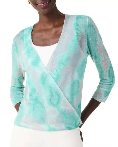 Nic + Zoe Watercolor Waves 4 Way Cardigan In Aqua Multi In Blue