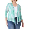 Nic + Zoe Nic+zoe Watercolor Waves 4-way Linen-blend Cardigan In Aqua Multi