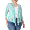 Nic + Zoe Nic+zoe Watercolor Waves 4-way Linen-blend Cardigan In Aqua Multi