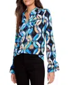 Nic + Zoe Blue Wave Links Top In Multi In Blue