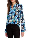 Nic + Zoe Blue Wave Links Top In Multi In Blue