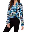 Nic + Zoe Blue Wave Links Top In Multi In Blue