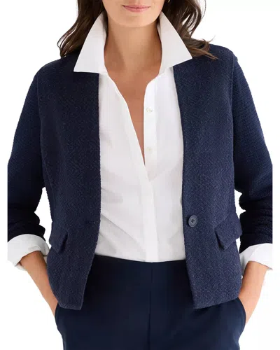 Nic + Zoe Weave Mix Collarless Jacket In Dark Indigo In Blue