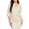 Nic + Zoe Nic+zoe Weekly Wrap Stripe Wrap Top In Neutral Multi