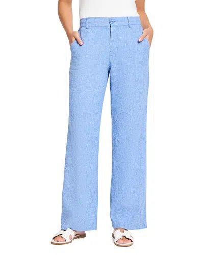 Nic + Zoe Nic+zoe Eliot Cotton & Linen Wide Leg Pants In Blue Mix