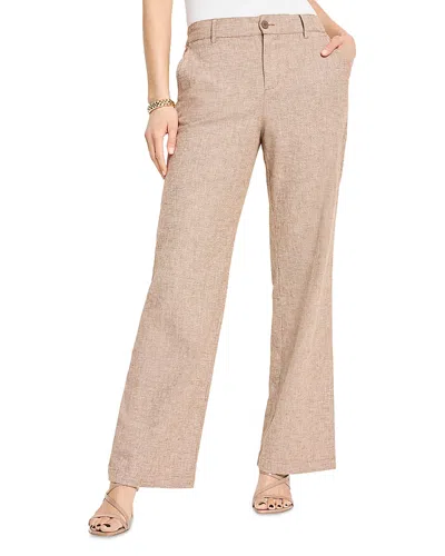 Nic + Zoe Nic+zoe Eliot Cotton & Linen Wide Leg Pants In Brown Mix