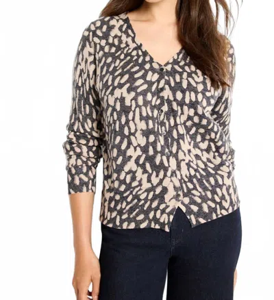 Nic + Zoe Wild Dot Buttoned Up Sweater In Neutral Multi