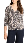 Nic + Zoe Wild Dot Buttoned Up Pullover Sweater In Black