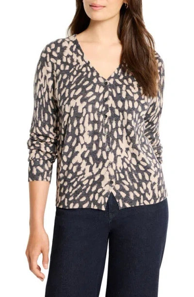 Nic + Zoe Nic+zoe Wild Dot Cotton Blend Cardigan In Black