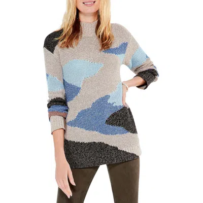Nic + Zoe Winter Waves Womens Mock Neck Shirt Tunic Sweater In Gray