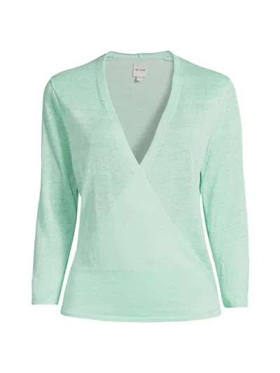 Nic + Zoe Nic+zoe 4-way Linen Blend Convertible Cardigan In Seafoam