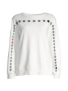 Nic + Zoe Nic+zoe Back To Front Cool Down Dotted Sweater In White Multi