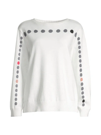 Nic + Zoe Women's Cool Down Dotted Cotton-blend Sweater In White Multi