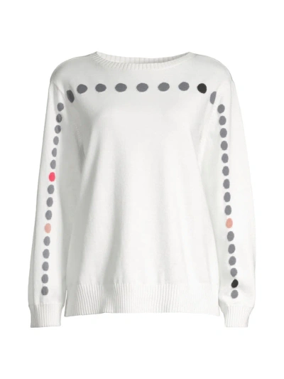 Nic + Zoe Nic+zoe Back To Front Cool Down Dotted Sweater In White Multi