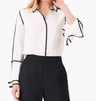 Nic + Zoe Women's Coralee Classic Touch Of Trim Shirt In Cream In White