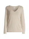Nic + Zoe Nic+zoe Cotton Cord Soft V Neck Sweater In Chamois