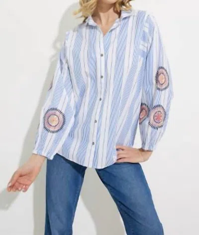 Nic + Zoe Women's Embrodiered Skies Shirt In Blue Multi