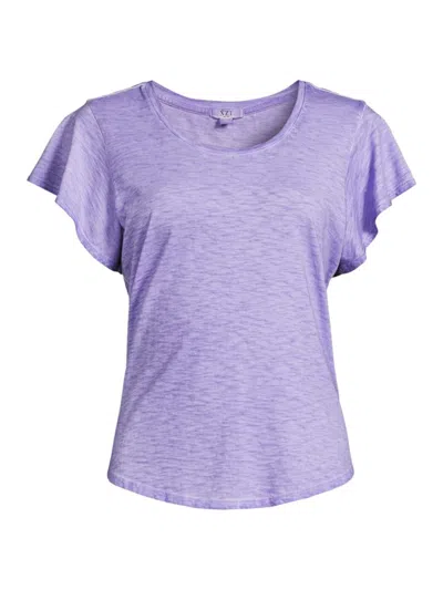 Nic + Zoe Women's Flutter-sleeve Cotton T-shirt In Lavender