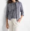 Nic + Zoe Nic+zoe Mixed Knit Fringe Trim Cardigan In Gray