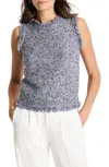 Nic + Zoe Nic+zoe Mixed Knit Fringe Trim Tank In Blue