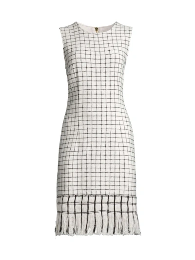 Nic + Zoe Women's Grid Fringe Knee-length Dress In Cream Multi