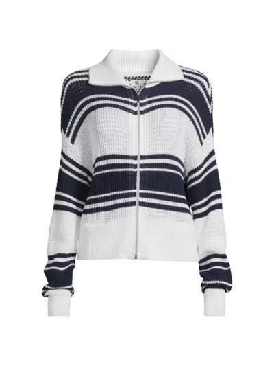Nic + Zoe Women's Mixed Stripe Sweater Jacket In Indigo Multi