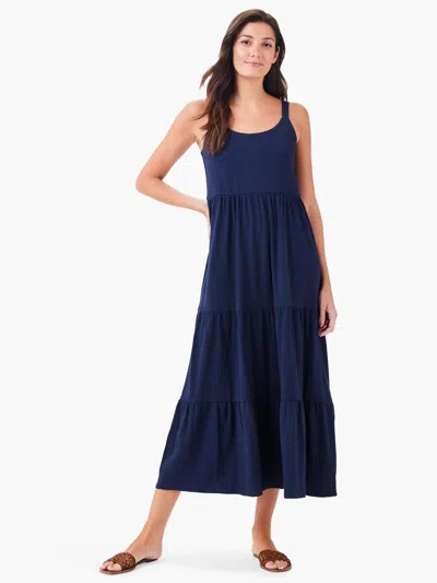 Nic + Zoe Women's Nzt By Nic+zoe Maxi Dress Dark Indigo Tiered Sleeveless Red1163 In Blue
