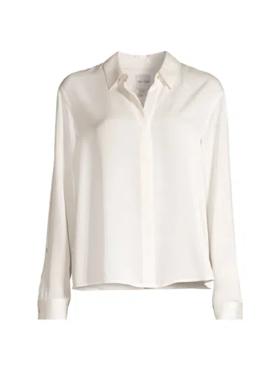 Nic + Zoe Women's Plus Size Satin Chiffon Button-front Shirt In Classic Cream