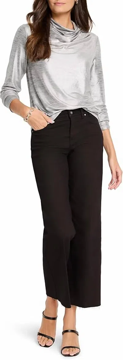Nic + Zoe Women's Shine Drape Neck Top In Silver
