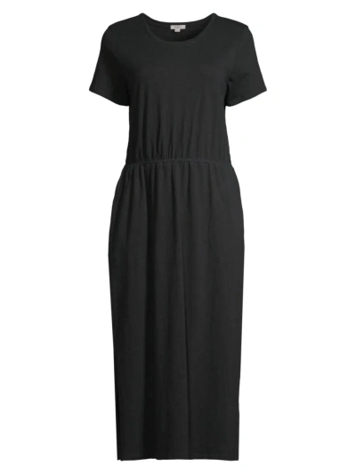 Nic + Zoe Women's Short-sleeve Slubbed Cotton Midi-dress In Black
