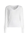 Nic + Zoe Women's Slub V-neck Sweater In Paper White
