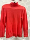 Nic + Zoe Women's Super Soft Rough Edges Sweater In Bright Coral In Yellow