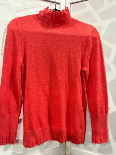 Nic + Zoe Women's Super Soft Rough Edges Sweater In Bright Coral In Yellow